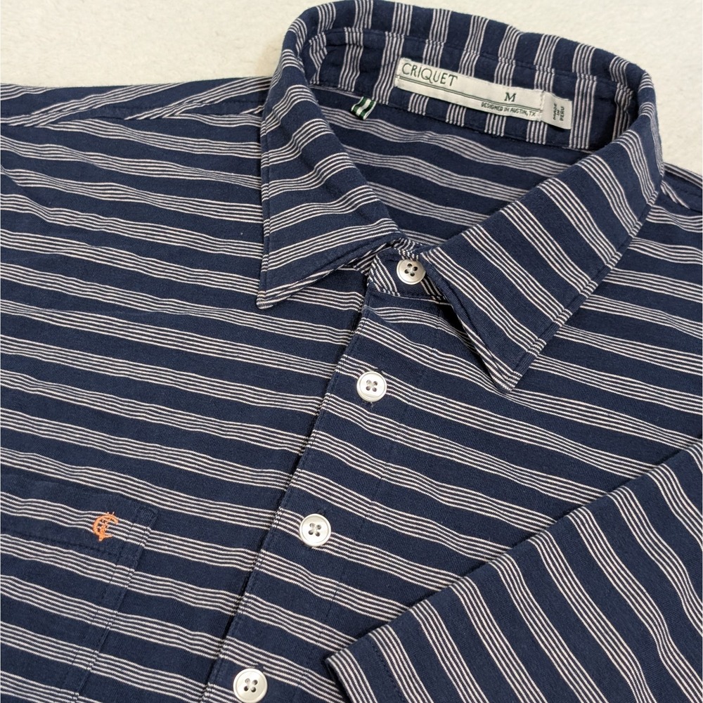 Criquet Performance Striped Short Sleeve Pocket Golf/Polo Athleisure Shirt Men M